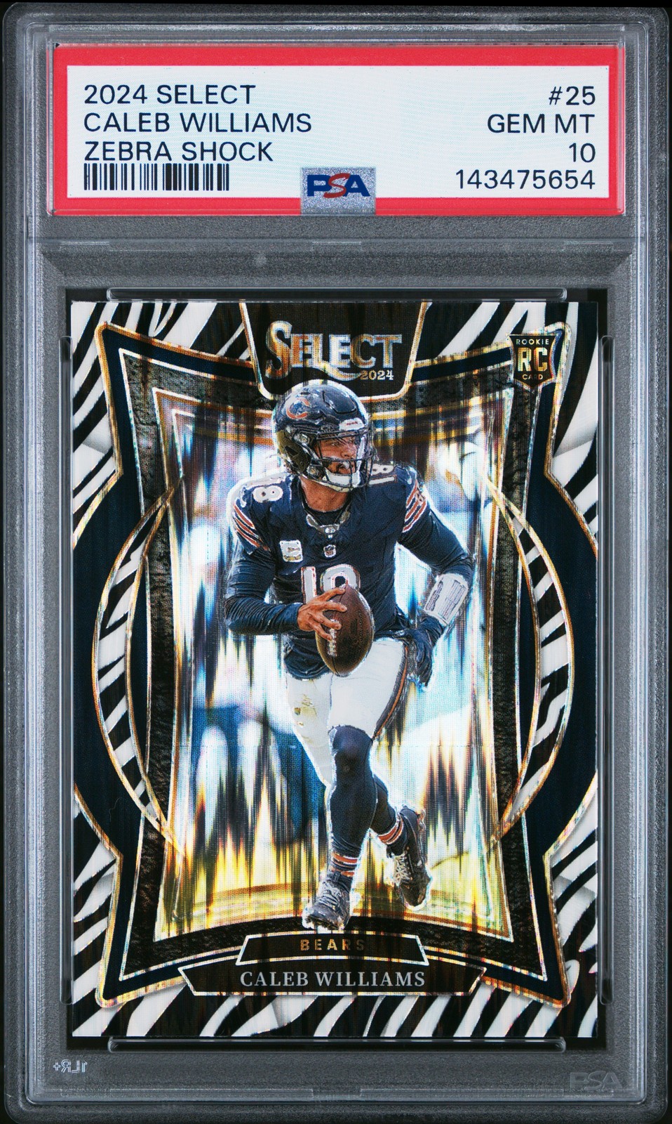 2024 Panini Select #25 Caleb Williams Zebra Prizm Shock PSA 10