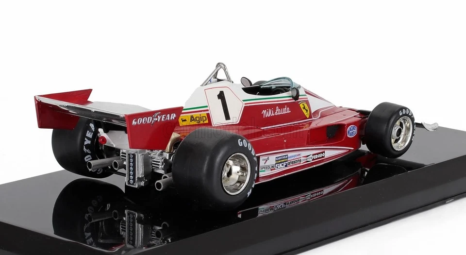 MODELLINO AUTO STATICO FERRARI F1 312T2 1976 NIKI LAUDA CON VETRINA SCALA 1/24 - Immagine 3 di 4
