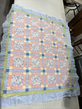 Vintage Handmade Baby Quilt Machine Stitched Kittens 34 x 39" NEEDS EDGING Toys