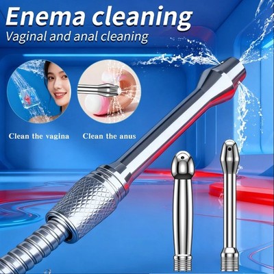 Metal Shower Douche Irrigator Cleaner 5-Hole Water Flow Vaginal Cleansing Enema