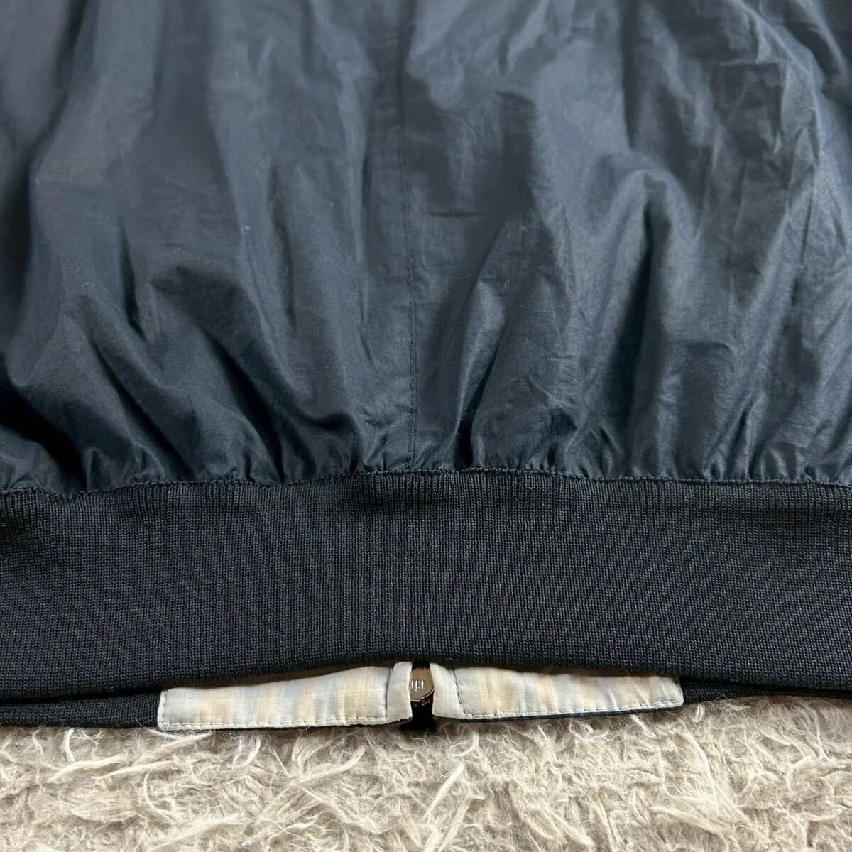 Ermenegildo Zegna Navy Leather-Trim Zip Blouson Jacket 50 Lightweight Italy - product detail image 9