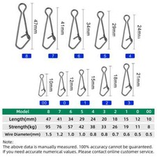 Hooked Snap Links Clip Booms Swivels Zip Sliders Fishing Tackle Rigs Sizes 0 - 8