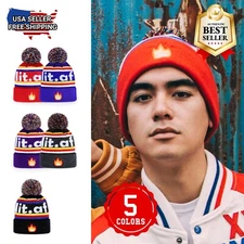 Skully Pom Pom Knit Hats Winter Warm Outdoor Fun Design Colorful Hats