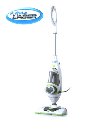 Aqua Laser Diamond Dampfreiniger Mikrofaser Wischmop Dampfbesen in Weiss/Grün
