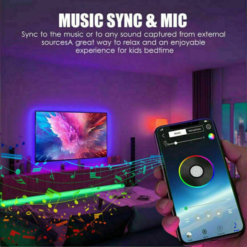 5V USB LED Band Streifen RGB 5050 Stripe Leiste Lichterkette Bluetooth APP Musik - Bild 3 von 4