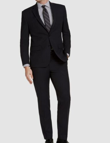 $395 Geoffrey Beene Men's Black Classic-Fit 2-Piece Suit Jacket Pants Size 42L