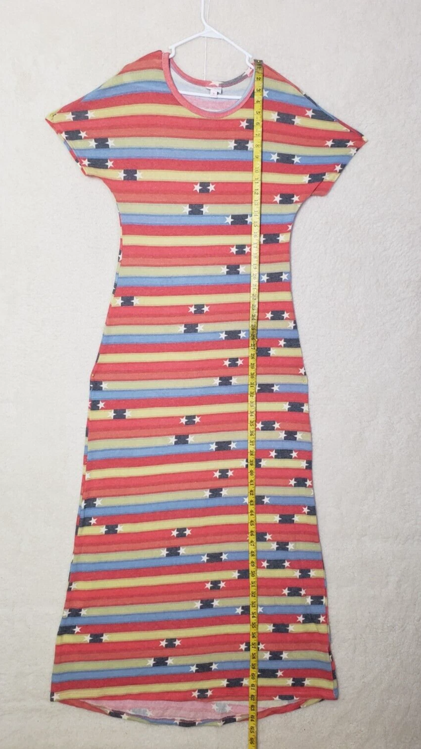 PALM ANGELS Abito donna LulaRoe rosa medio a righe misto cotone manica corta aderente svasato max