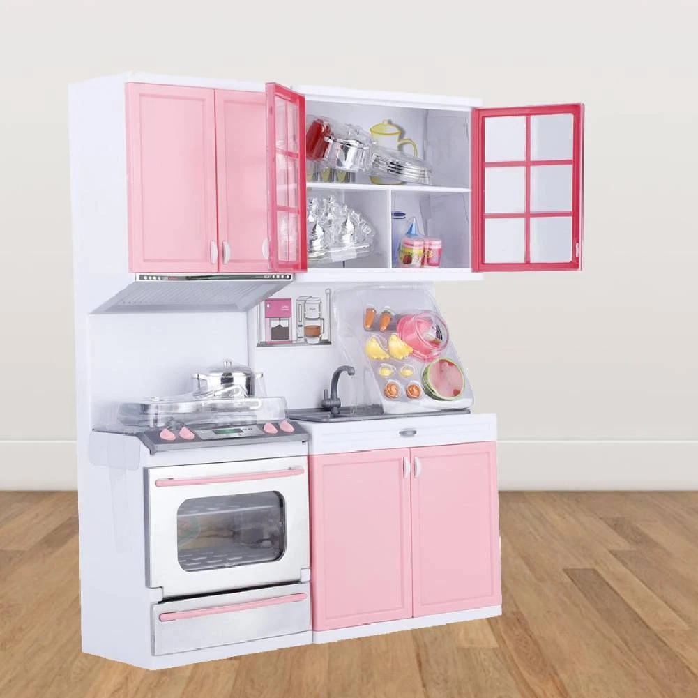Kids Children s Kitchen Play set Pink Red Cooking Toddler Infant Baby Toy Gifts