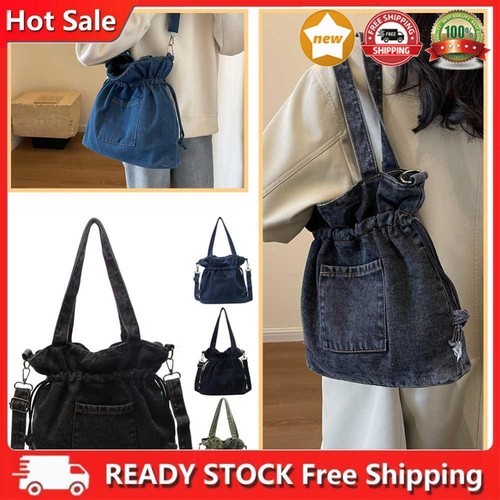 COACH 12746 Signature Hobo Shoulder Bag Denim Canvas Leather Pouch