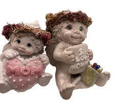 Vtg  Dreamsicles 2-3" DC428 "Mom's The Best" DC226 I Love Mommy" Ceramic Matte