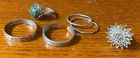 6 Vintage Silver Rings 9g Total Weight Incl. Stones
