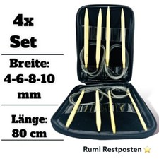 Stricknadeln Bambus Rundstricknadel Set 4 Gr&ouml;&szlig;en  4-6-8-10mm mit Tasche