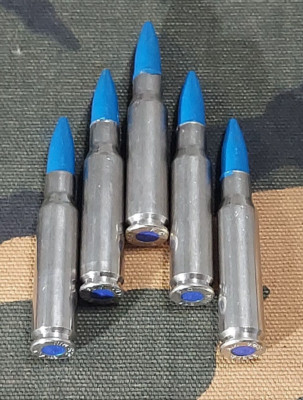 308 WIN. SNAP CAPS SET OF 5 ''NICKEL AND BLUE'' REAL WEIGHT!!