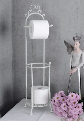 Porta Carta Igienica Stile Country Portarotolo Wc Bianco Titolare