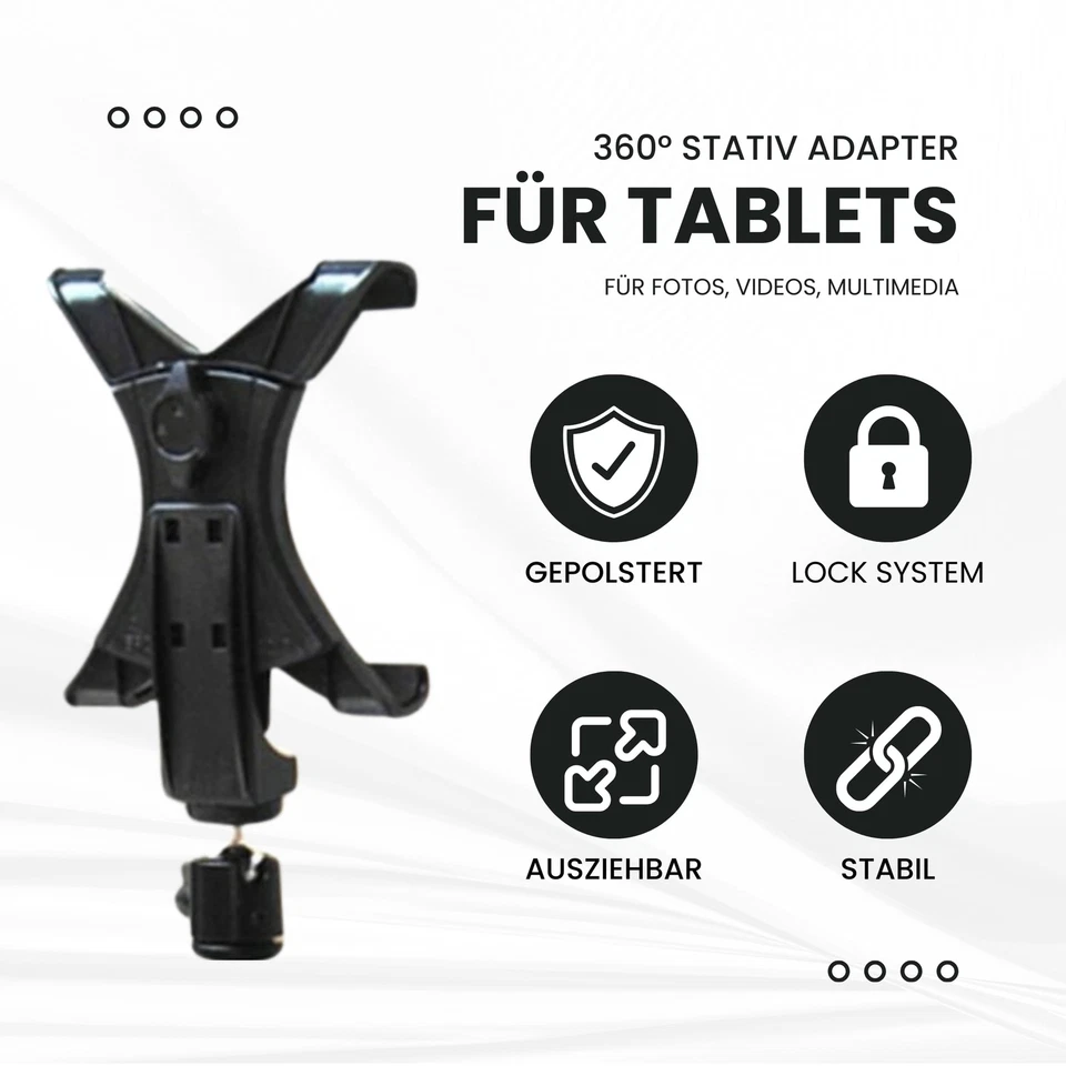 360° Kugelkopf Tablet Stativ Adapter für iPad Mini Samsung Adaptor Kamerastativ  - Bild 3 von 4