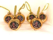 6 PACK - Memories Forever 3"x3" GOLD Christmas Holiday Photo Hanging Ornaments