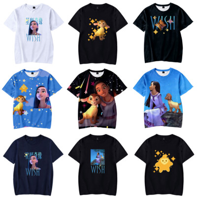 Cosplay Movie Wish Princess Asha Valentino 3D T-Shirts Adult Kids Sports Top Tee