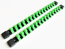 2 GOLIATH INDUSTRIAL 3/8" ABS MOUNTABLE SOCKET RAIL HOLDER ORGANIZER GREEN SH38G