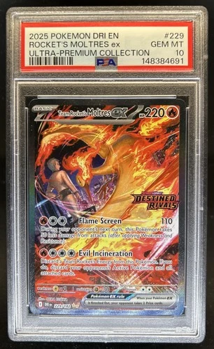 2025 Pokemon Destined Rivals Team Rocket's Moltres ex Ultra Premium #229 PSA 10