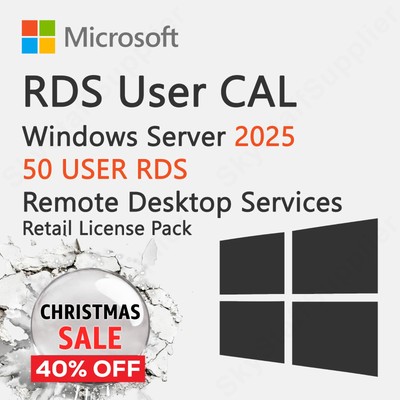 WINDOWS SERVER 2025 RDS [REMOTE DESKTOP SERVICES] 50 USER CAL NEW SEALED