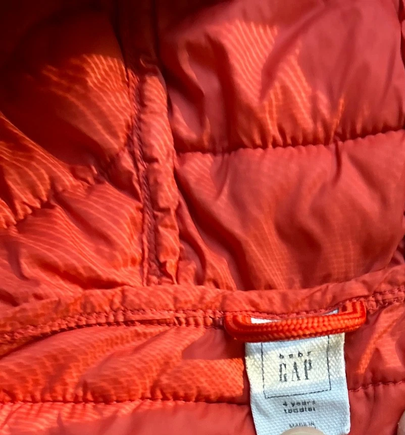 Baby GAP Niños PrimaLoft Naranja Ligero Puffer Chaqueta 4Y Resistente al Agua Foto 4 de 4