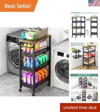 Versatile 4-Tier Slim Storage Cart with Wheels - Ideal for Laundry  Bath