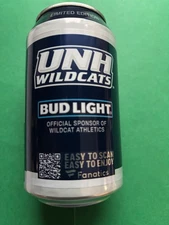NEW 12oz BUD LIGHT 2025 KICKOFF BEER CAN UNH WILDCATS FOOTBALL NEW HAMPSHIRE