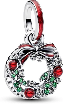 Pandora Weihnachtskranz Doppelter Charm-Anhänger 794238C01 Charm Anhänger - Bild 1 von 3