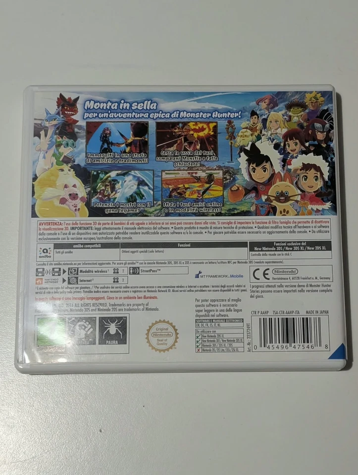 MONSTER HUNTER STORIES-NINTENDO 3DS-PAL-ITALIANO-COMPLETO-OTTIMO-RARITA', foto 2 di 3