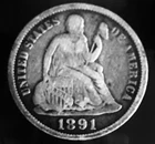LOT #U38    1891 SEATED LIBERTY DIME(FINE)