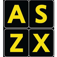 English Large Letters Black - Yellow Letters Keyboard Stickers