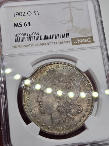 1902 O Silver Dollar $1 NGC MS64 -72- Subtle Rainbow Toned ☆ Great Looker
