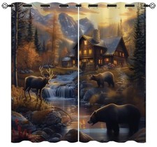 Rustic Cabin Blackout Curtains for 42"W x 45"L Pack of 1 Rustic Cabin 05