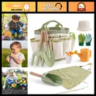 Kids Gardening Tool Set - Wooden Garden Tools, Storage Bag, Apron & Gloves - Mon