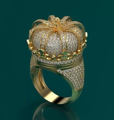 5.00 CT Round Moissanite Crown King Statement Ring Hip Hop Statement Men's Ring