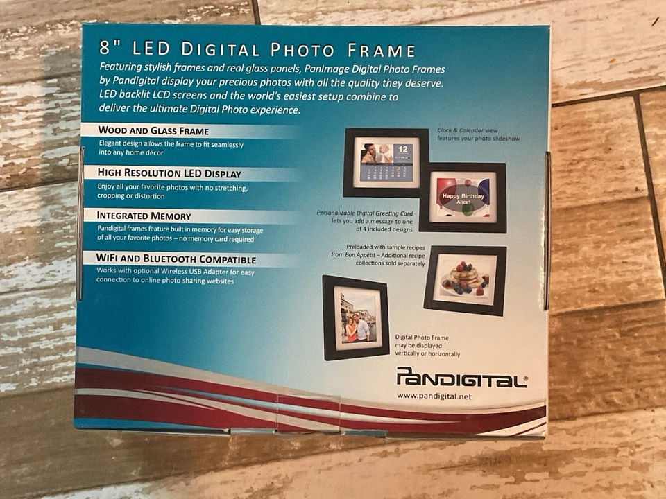 Panimage by Pandigital - New LED DIGITAL PHOTO FRAME - 8" 1600 Images Wood Frame - Image 2 of 4