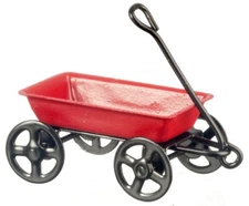 Dollhouse Miniature - Red Metal Wagon - 1/12 Scale