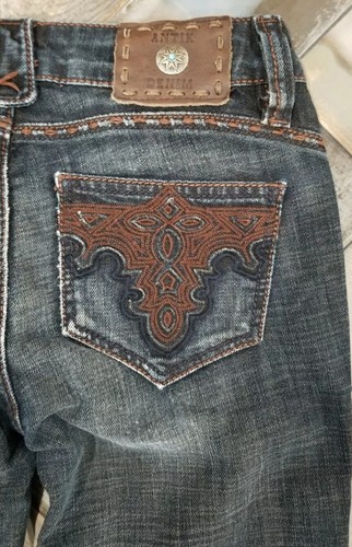 ANTIK DENIM Jeans Women's 24 Low Rise Embroidered Boot Cut Bell (26x34) Tall - Picture 15 of 23
