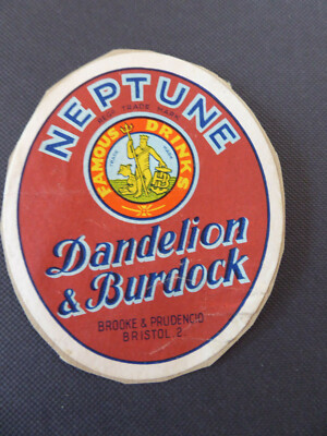 Neptun Pusteblume & Klette Brooke & Prudencio Bristol Vintage Etikett