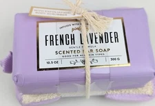 Pink Sky French Lavender Soap Large 10.5oz. Bar With Exfoliating Body Scrubber 