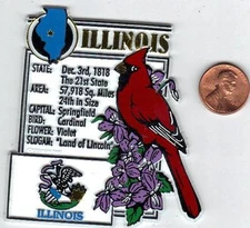 ILLINOIS STATE MONTAGE FACTS MAGNET SPRINGFIELD  CARDINAL  VIOLET