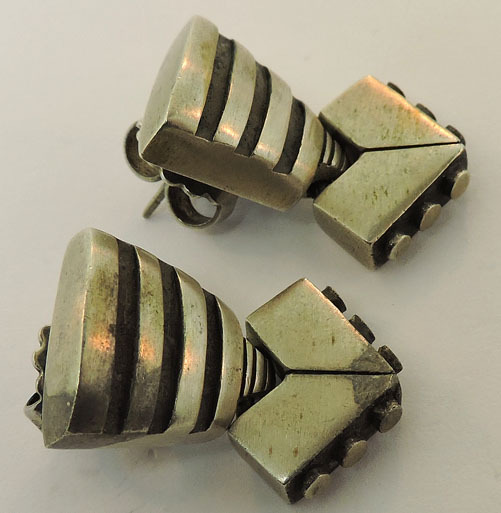 LISA JENKS - STERLING SILVER MODERNIST DROP EARRINGS | eBay display picture 3