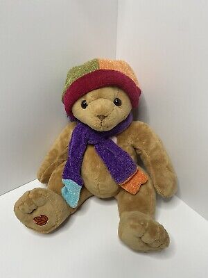 Cherished Teddies Plush Bear Small Brown Scarf Hat Collectible Leaf Embroidery | eBay