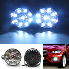 2 X White 9 Led Round Daytime Driving Running Light Drl Car Fog Lamp Headlight 2 X White 9 Led Round Daytime Driving Running Light Drl Car Fog Lamp Headlight