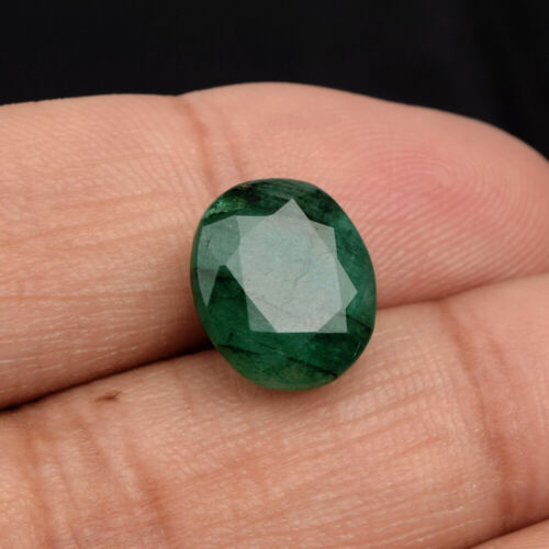 Natural Faceted Green Emerald Stone 4.90 Ct Oval Cut for Making Jewelry & Other - Picture 1 of 5