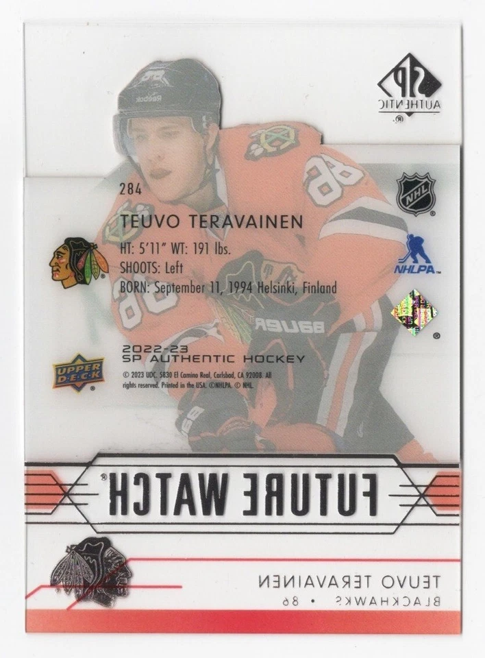 2022-23 SP Authentic Retro Acetate Future Watch "2014/15" #284 Teuvo Teravainen - Image 2 of 2