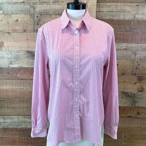 RALPH LAUREN Women's XL Pink-Stripe Long-Sleeve Stretch Button-Shirt Top LNUC | eBay