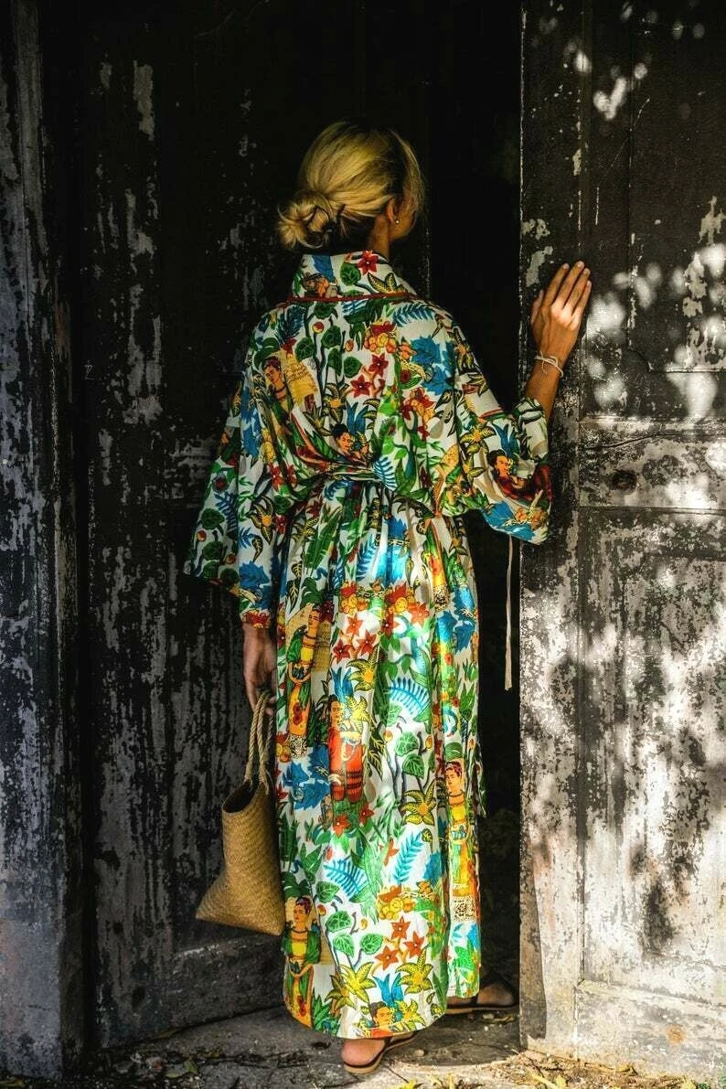 Cotton kimono hotsell dressing gown