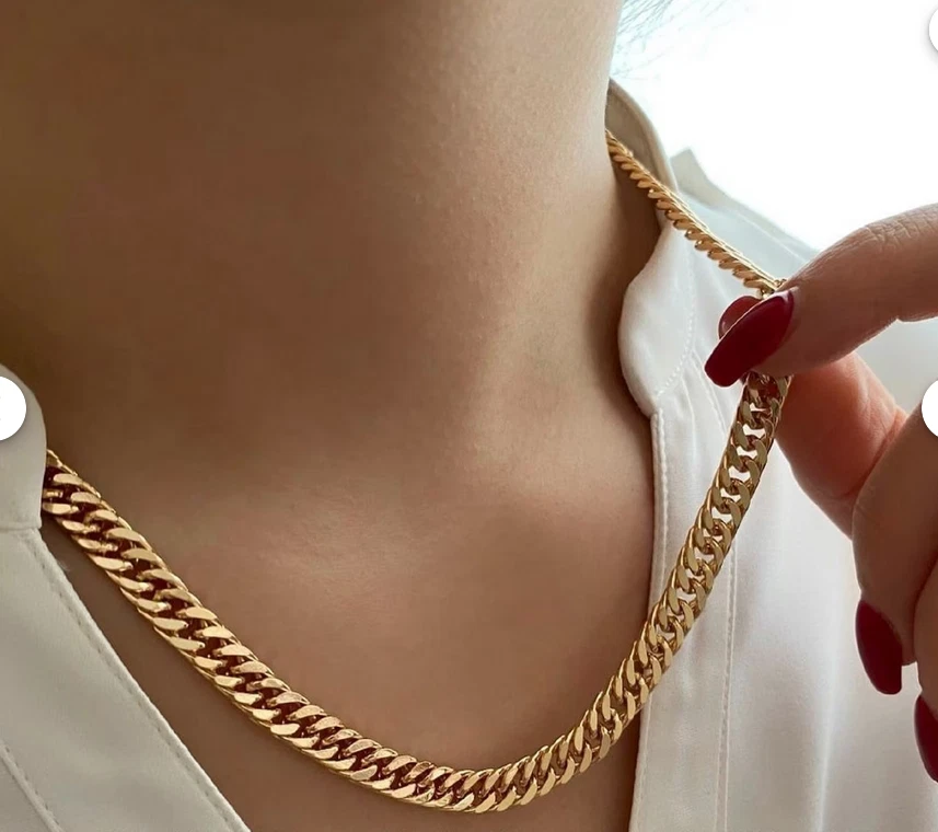 Cadena cubana llena de oro amarillo de 18kt, cadena de oro para hombre, cadena cubana, cadena para hombre Foto 3 de 4