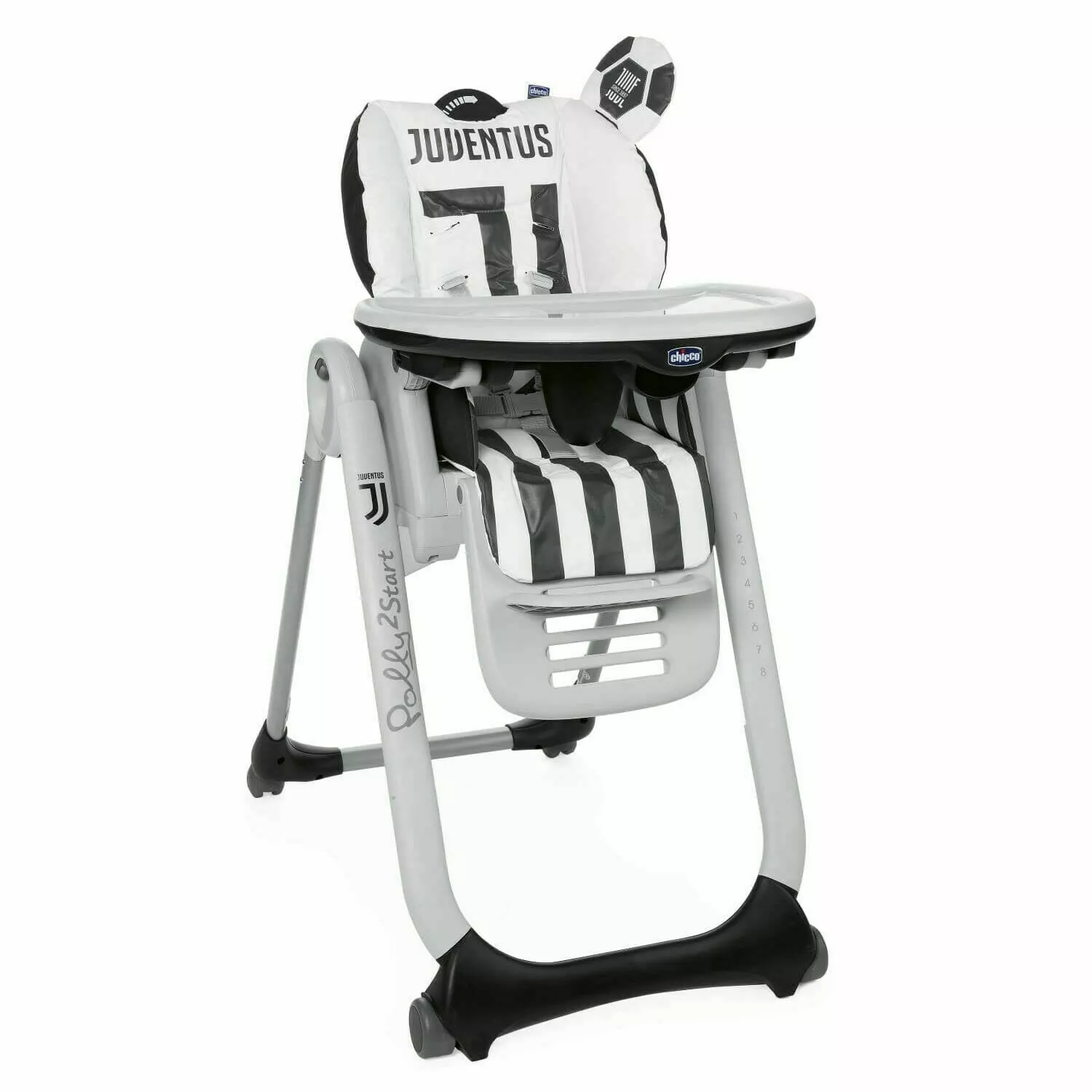 CHICCO Polly 2 Start - Juventus seggiolone pappa 4 ruote neonati svezzamento